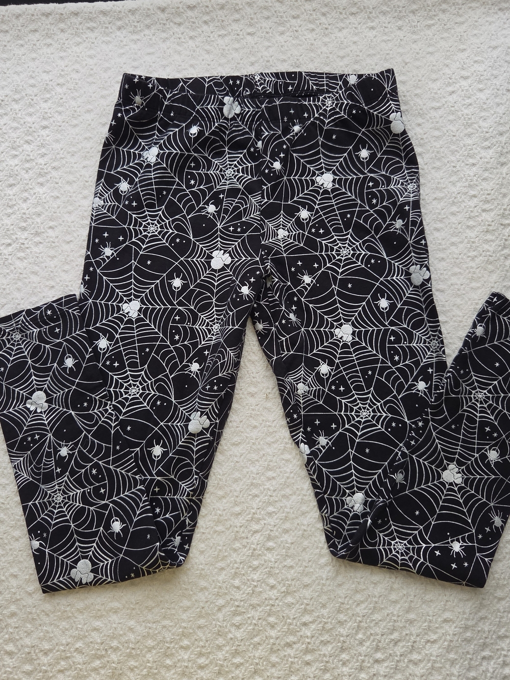 Disney Black Spiderweb Black Leggings with White Web & Spider Print